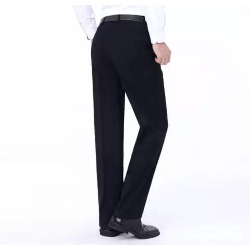 EXCLUSIVE Celana Panjang  Formal Kerja Kantor Pria Standar Reguler Trousers For Men Reguler Fit Classic Bahan Katun HIGHTWIST JETBLACK  Hitam Premium Berkualitas