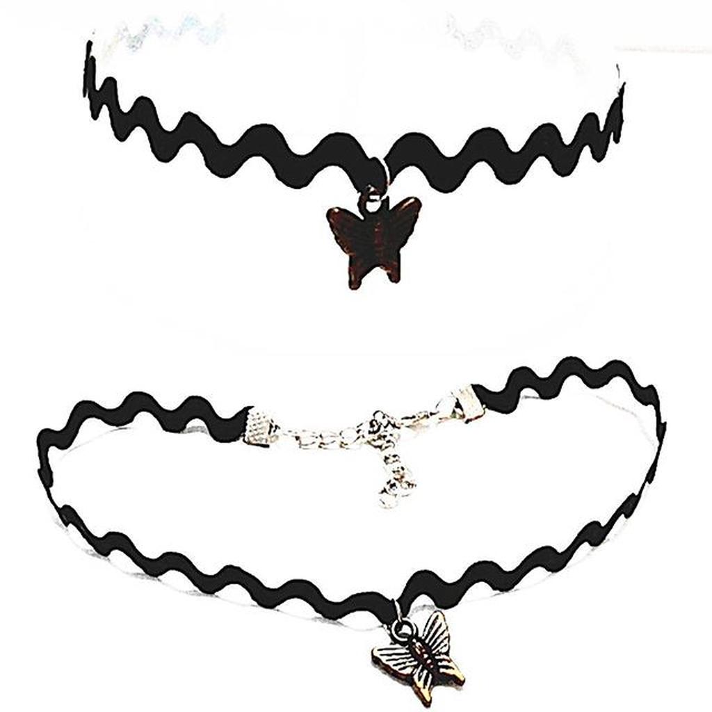 Zigzag Choker Necklace Bronze Butterfly A | Kalung Handmade