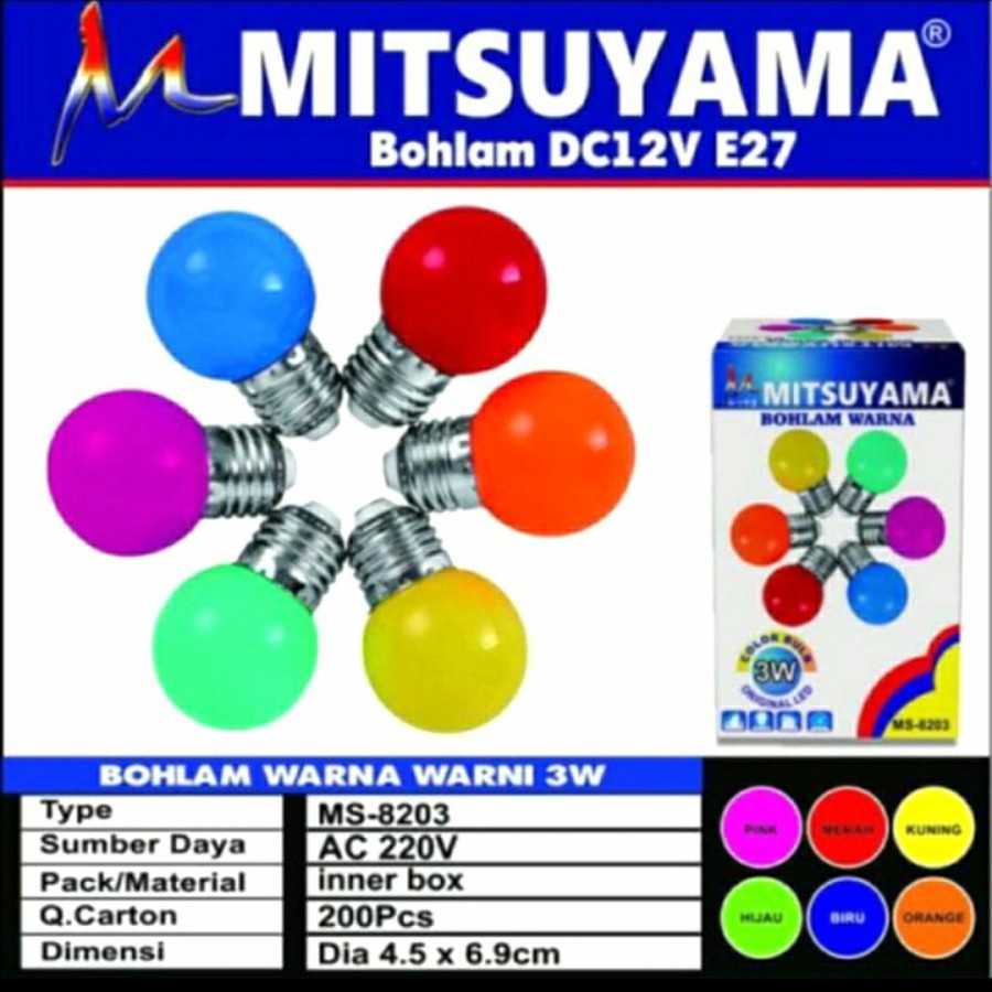 8203 Bohlam WARNA WARNI 3 watt DC Mitsuyama MS 8203