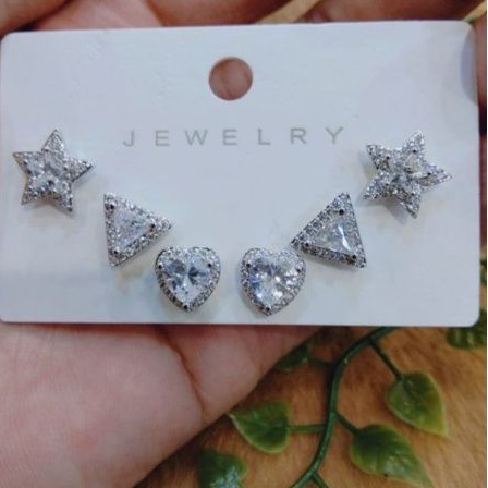 Anting set isi 3 pasang swaroski