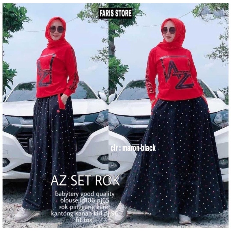 Baju Setelan Rok Bahan Kaos Babyterry • AZ SET ROK ORI BY FARIS STORE