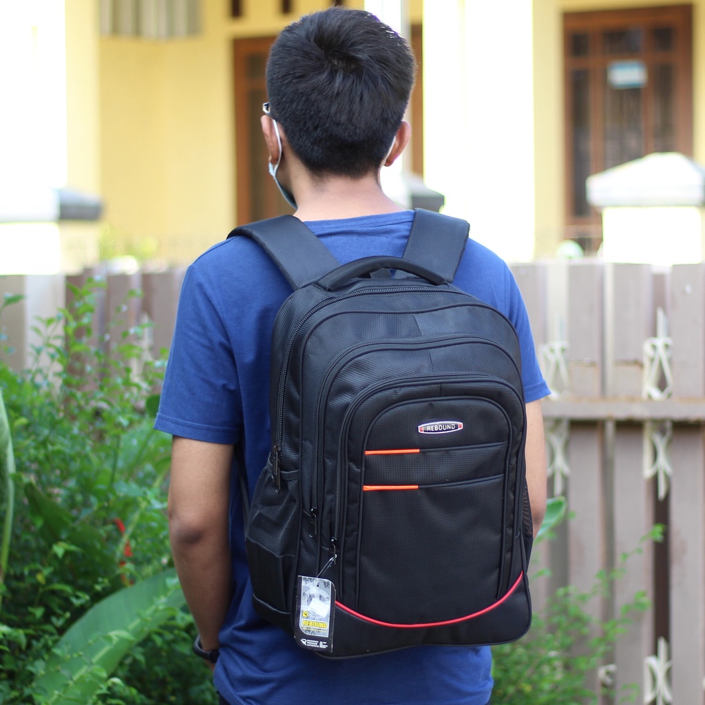 Tas Ransel Pria Rebound Hitam List Merah Murah Polo Original Terbaru Berkualitas Tebal Dewasa Tas Sekolah SD SMP SMA Kuliah Kerja Tas Gendong Backpack Pria