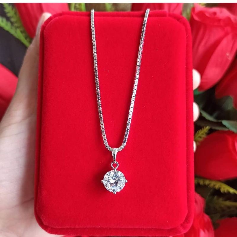 liontin solitaire dan kalung italy kaca titanium