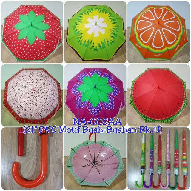 Payung Tongkat PVC Motif Buah