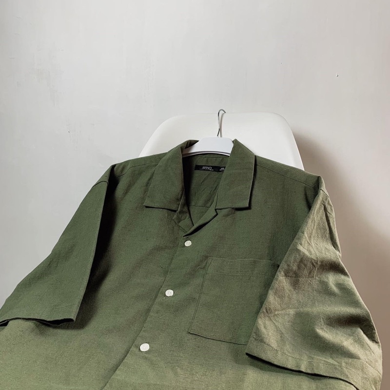 open collar spao besic shirt kemeja pendek
