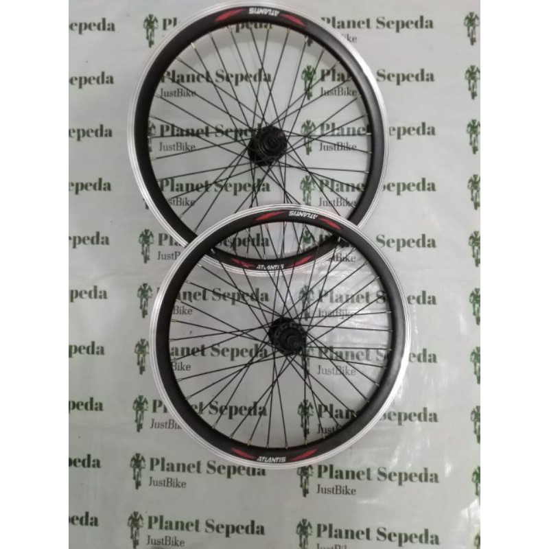 Wheelset Atlantis 20 406 Murni Hub Disc BS Jari SS Hitam