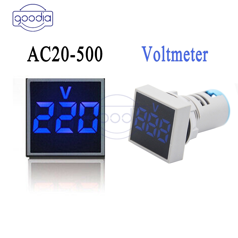 Indikator Voltmeter Mini Ac 20-500v Dengan Led Display Ukuran 22mm Untuk Pilot