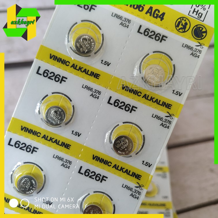 Baterai  AG4 Battery L626F LR66 setara 377 376 SR626SW VINNIC Alkaline Batre Kancing Jam