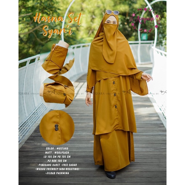 Hasna Set Syari Free Khimar cadar by Azqiara