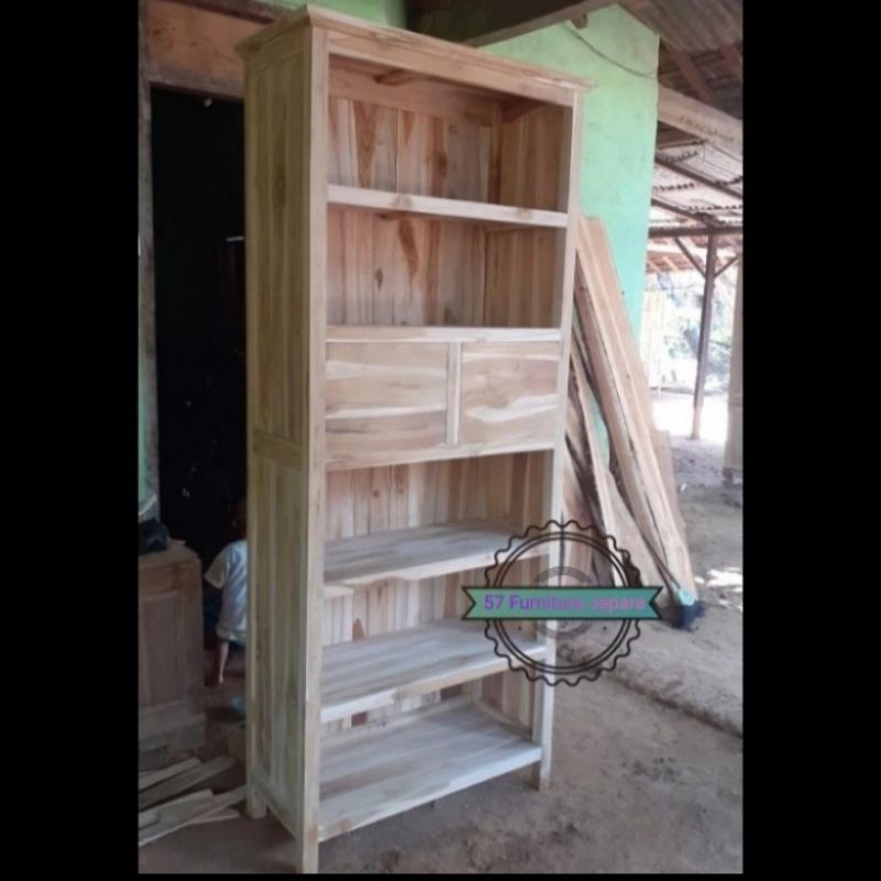 Rak piring/gerabah kayu jati lemari dapur kayu jati mentahan