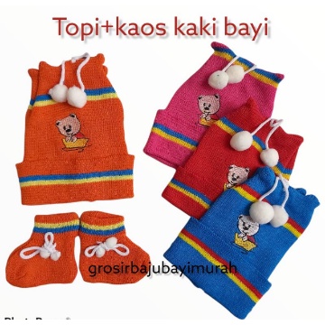 6 SET Topi bayi rajut + kaos kaki KHARISMA