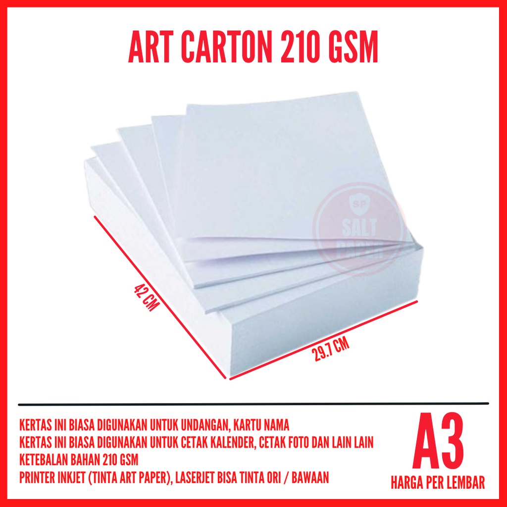 Art Carton 210 gsm A3 per lembar / Art Carton A3 210 gsm