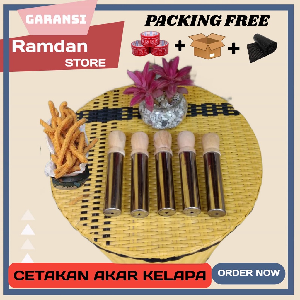 cetakan kue akar kelapa semprit nastar stainles dorong kayu