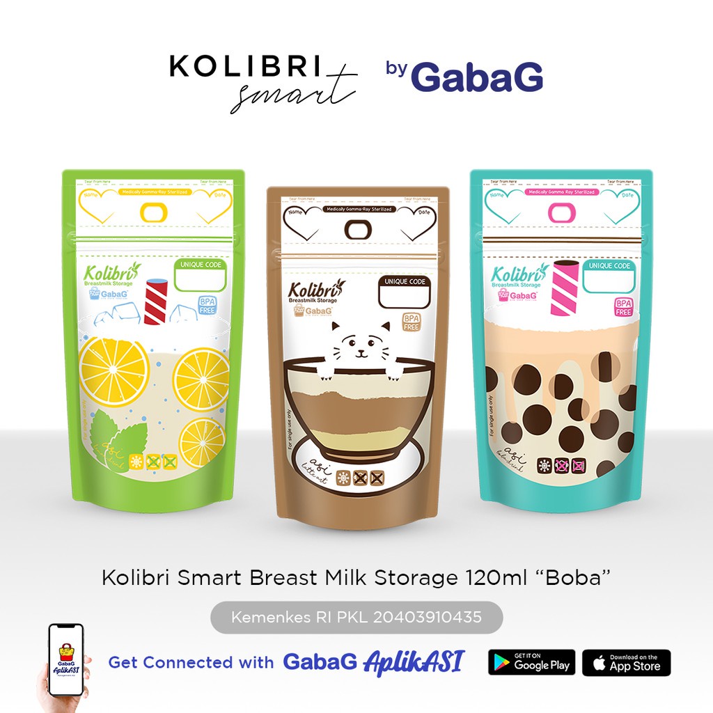 Gabag Breast Milk Storage 120ml Kantong ASI MIX Kolibri