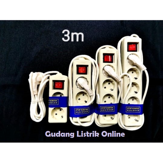 STOP KONTAK + KABEL 2/3/4/5 LUBANG 1.5/3/5 METER SNI