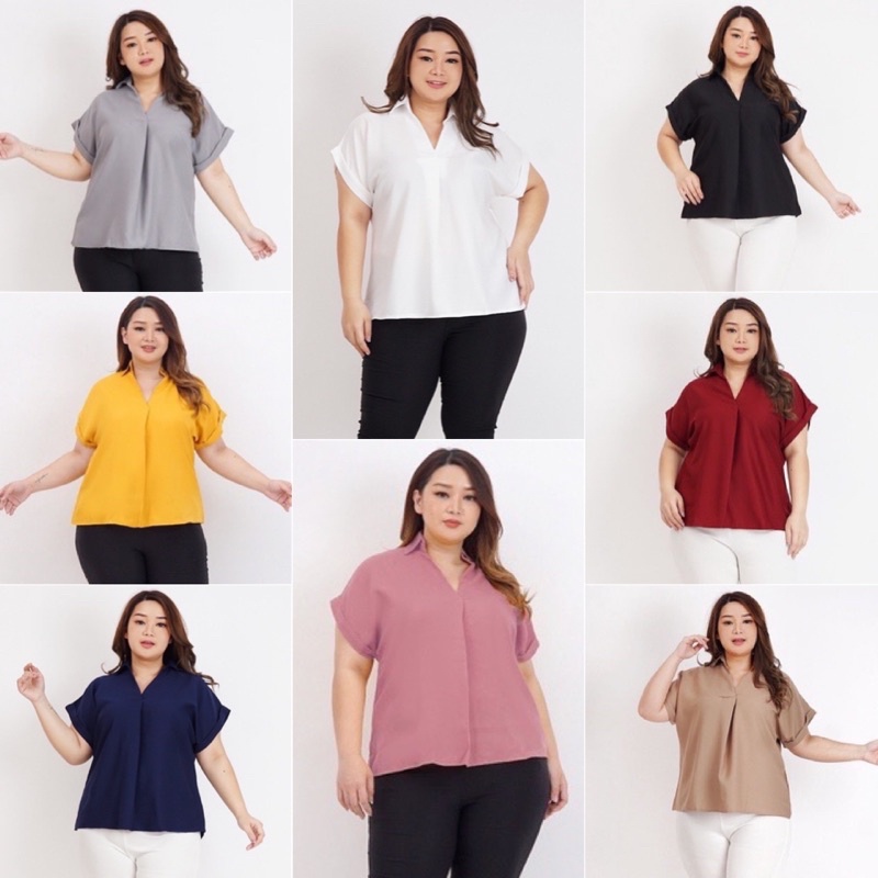 BAJU BLOUSE BLUS ATASAN WANITA JUMBO BIG SIZE LD 120cm XXL XXXL 05 BAJU KERJA KANTOR PESTA FORMAL IB