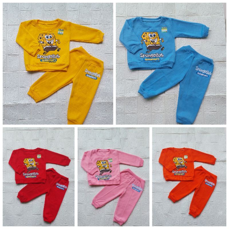 Setelan Sweater Bayi Usia 2-13 Bulan Motif Spongsbob