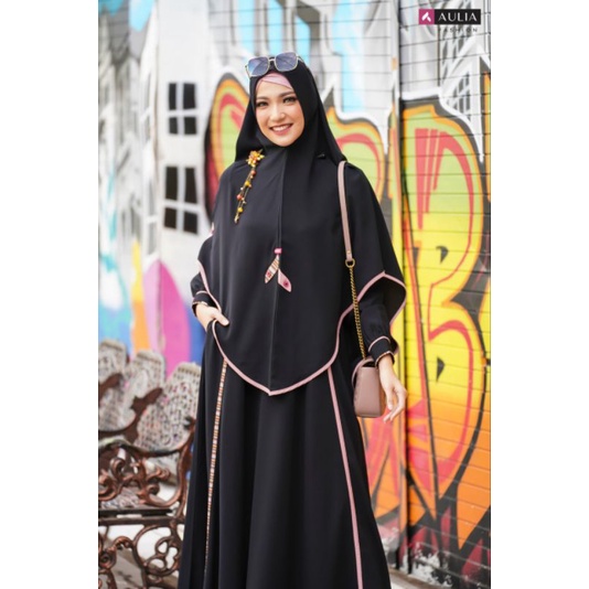 Gamis SILVANA BLACK PINK by Aulia Fashion