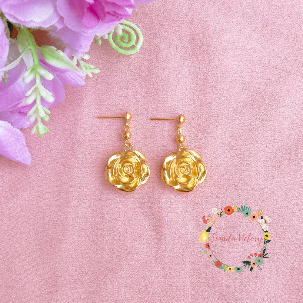 Senada Victory Anting Tusuk Manik Anting Bunga Aksesoris Fashion Wanita SA05