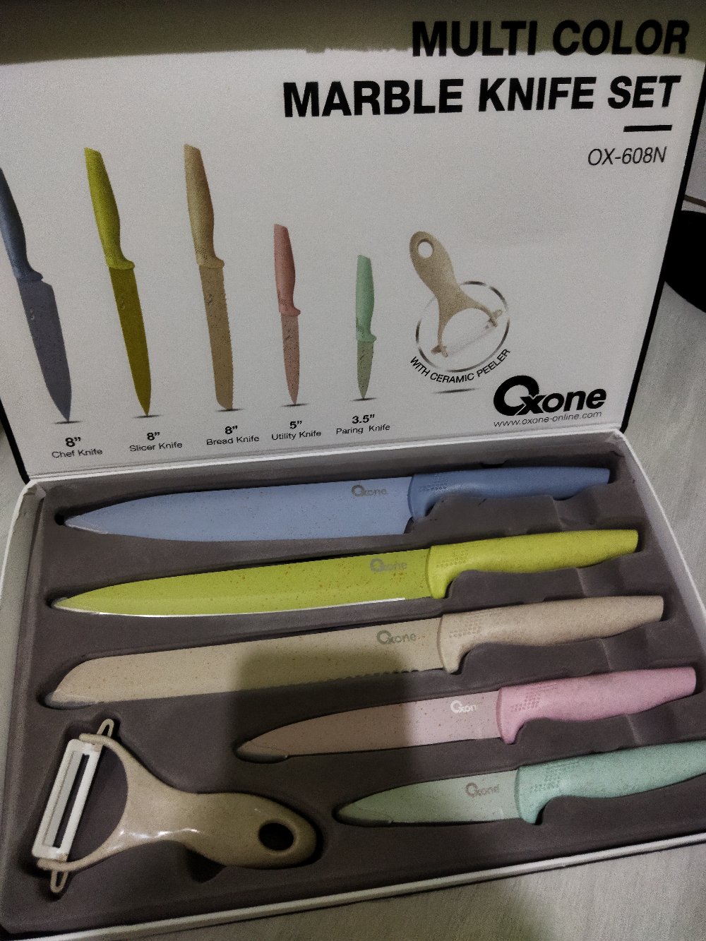 Pisau Set / Knife Set Oxone Multi Color Marble Ox 608n / Ox-608n