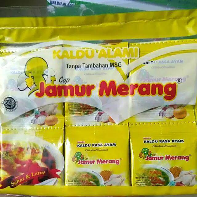 

Kaldu JAMUR MERANG Non MSG Isi 30 Sachet Rasa Ayam