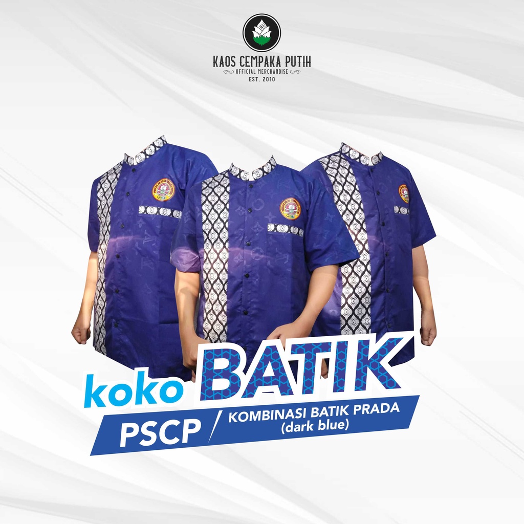 BAJU KOKO BATIK MUSLIM - DARK BLUE - WARGA PSCP Koko Batik Halus Termurah