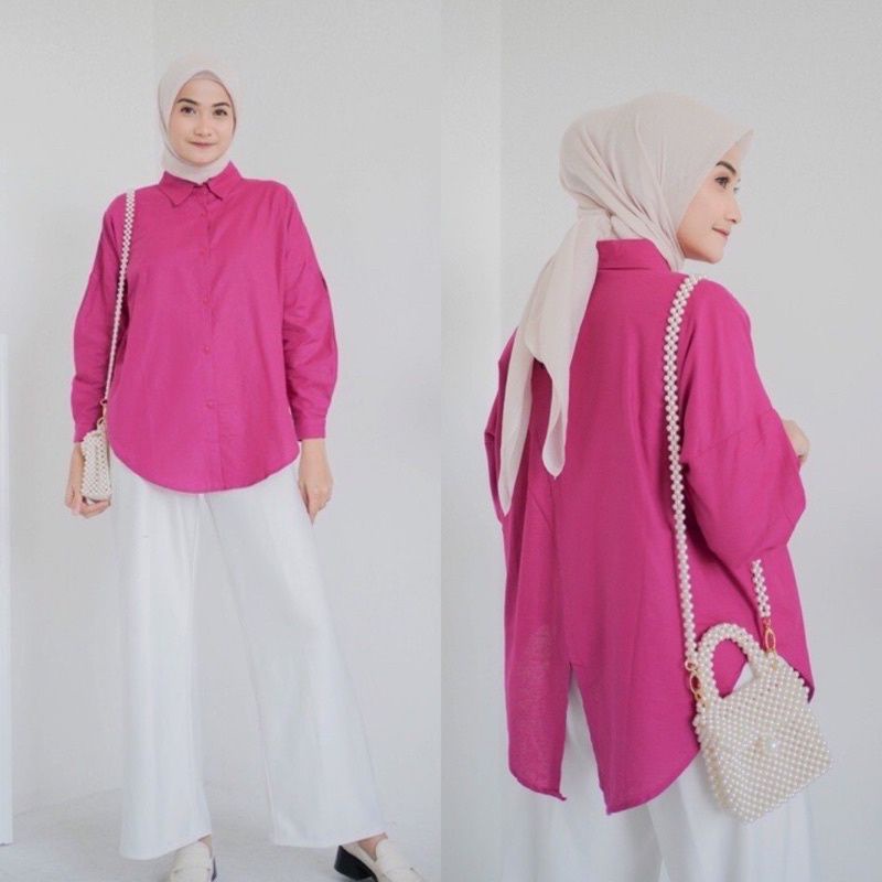 kemeja linen nelka shirt / kemeja wanita oversize terbaru