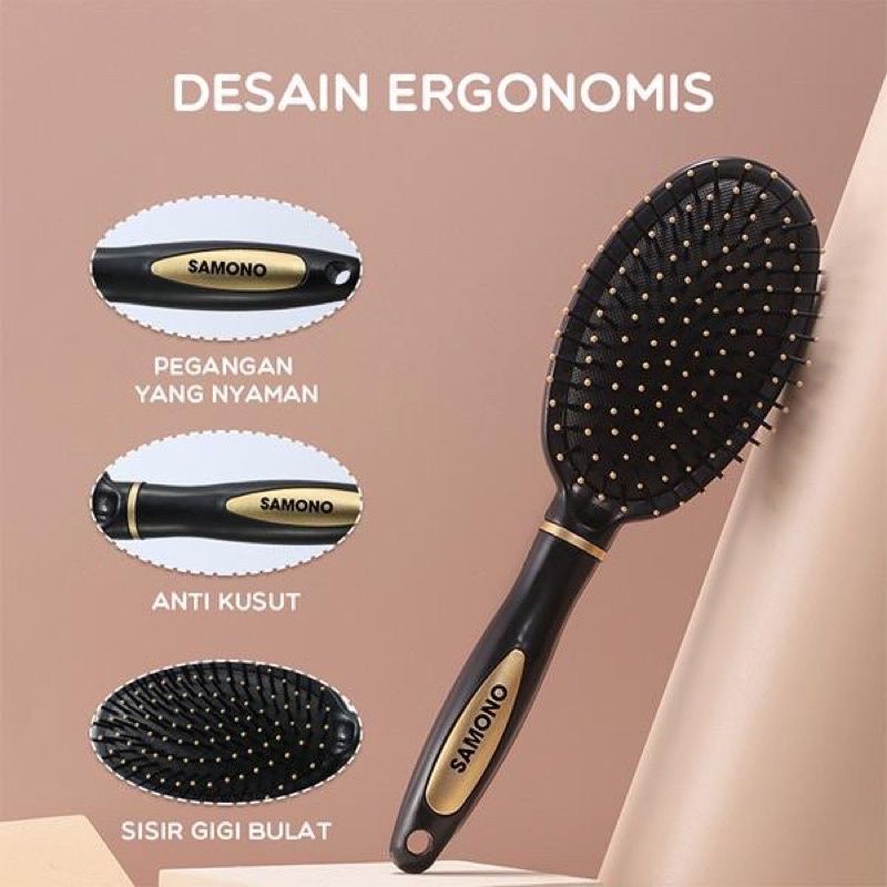 Samono Sisir Rambut Anti Kusut Hair Brush Comb Massage Semua Jenis Rambut Design Ergonomis SHB