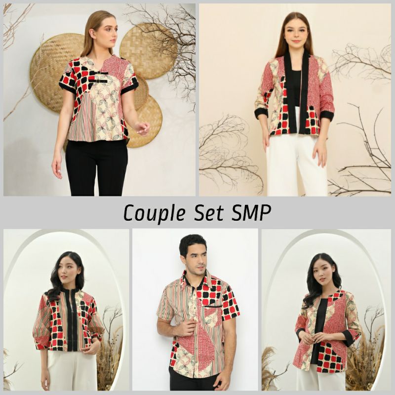 Atasan Blouse Batik Wanita Lengan Pendek Bahan Katun Stretch, 208 AAN / 208 SMP#-4