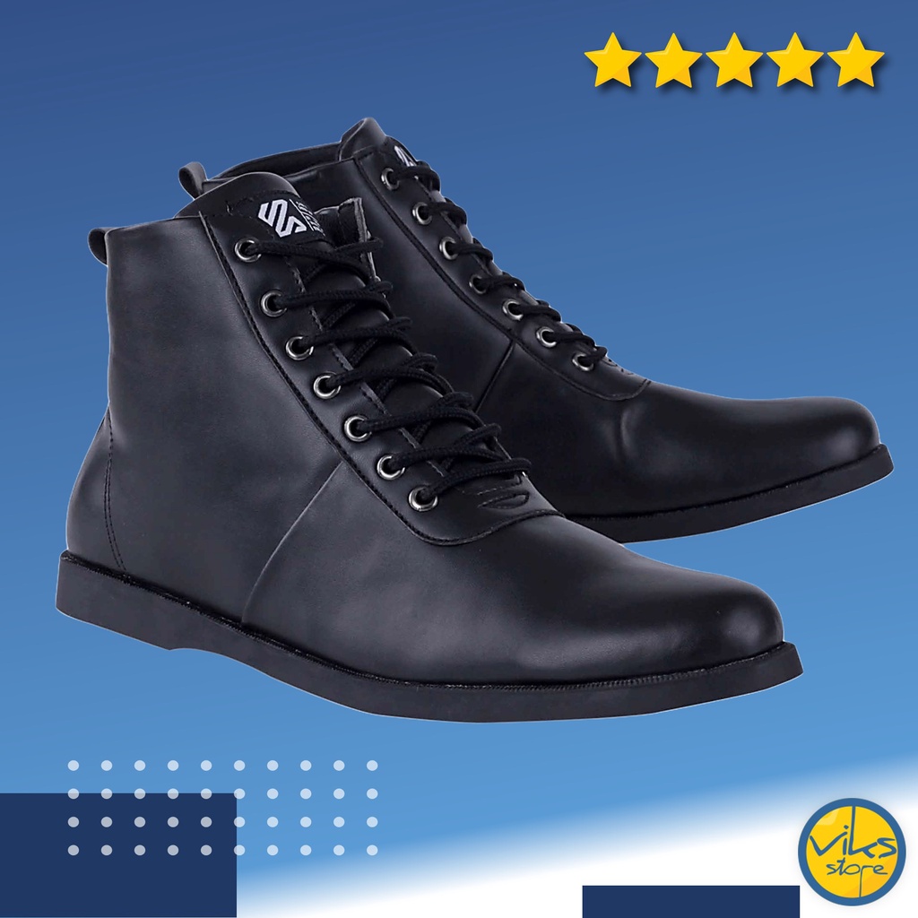 Sepatu Boots Kerja Formal Pria Cowok Laki-laki Kulit Pantopel Casual High Kuzatura Hitam Premium