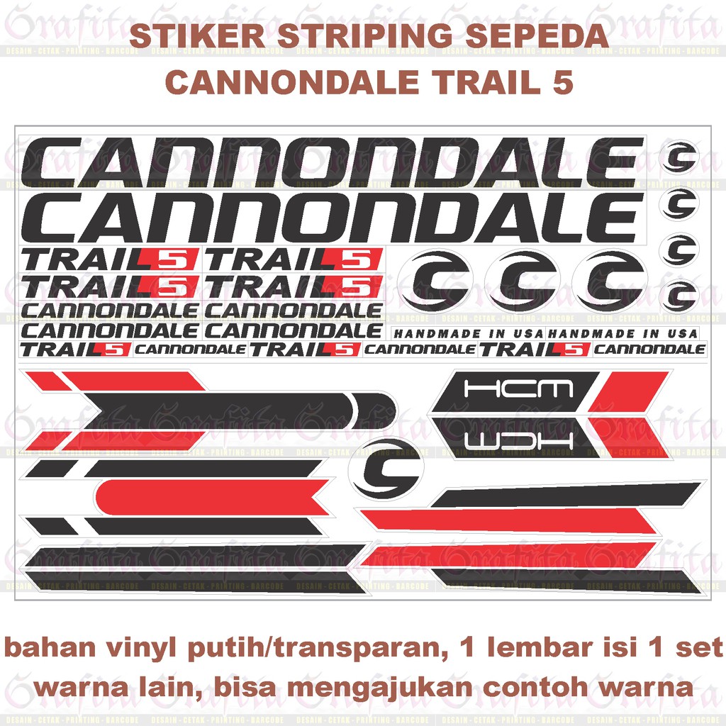 (1lbr = 1set) Stiker Striping Cannondale Trail 5