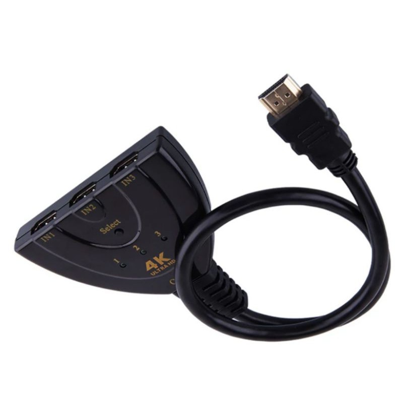 xon kabel HDMI 3in1 switcher switch cabang 3 port splitter 4k 1080p 3d UHd full ultra hd PS4 Xbox