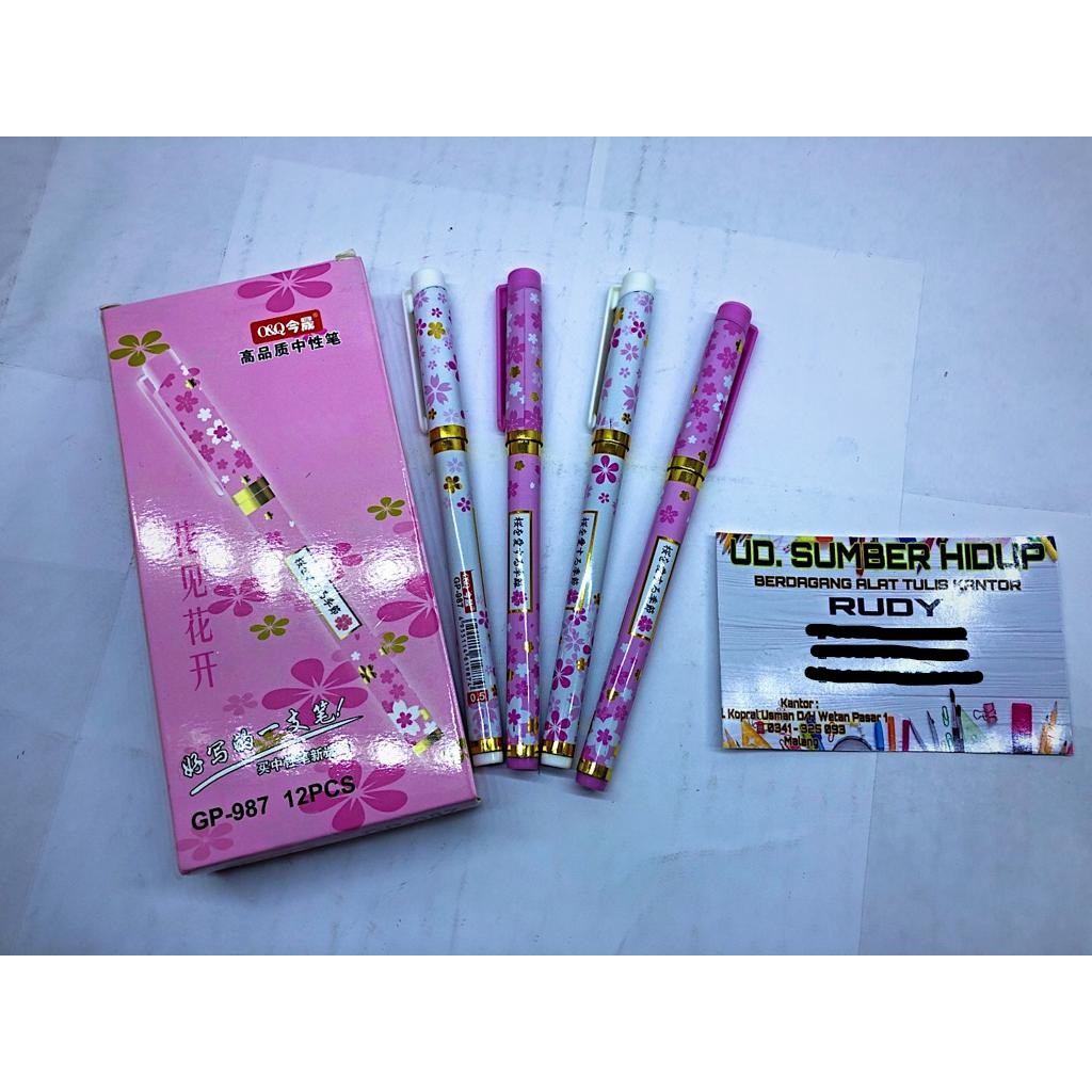 

Pulpen Q&Q Motif Bunga Sakura (GP-987), Harga perlusin isi 12 pcs
