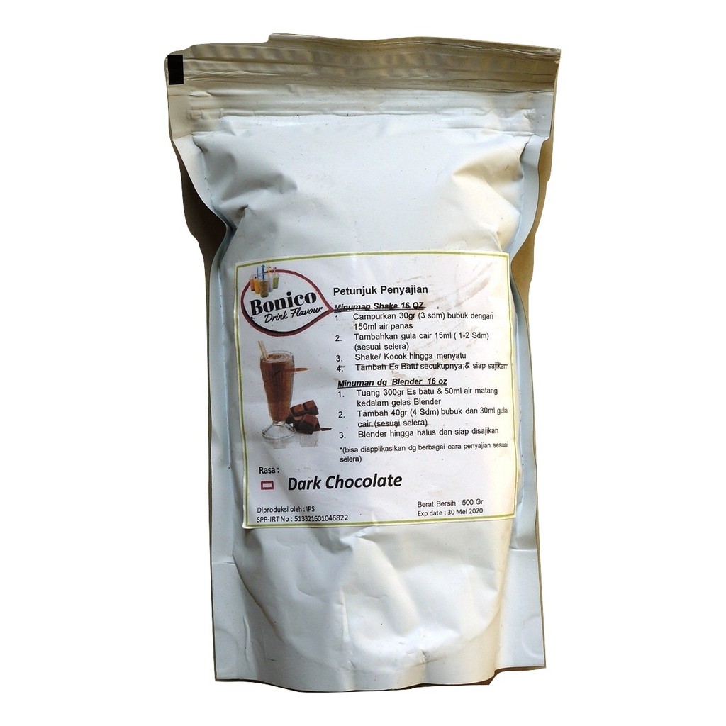 

BONICO DARK CHOCOLATE drink powder 500gr tepung serbuk Bubuk minuman rasa kekinian instan cokelat coklat hitam Shake ice Blend drinkmix grosir distrbutor produsen