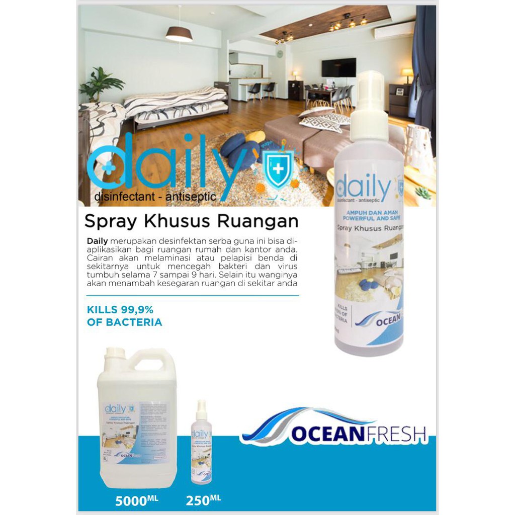 CAIRAN DESINFEKTAN DAILY DISINFEKTAN SPRAY ANTISEPTIC 250 ML KHUSUS UNTUK RUANGAN