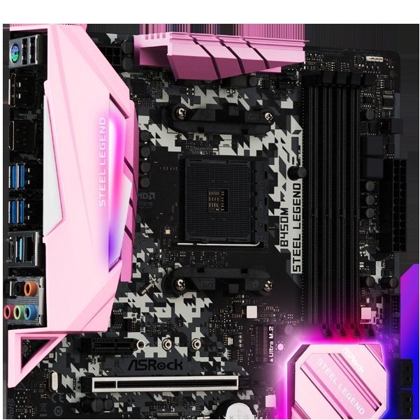 Motherboard Asrock B450M Steel Legend Pink Limited Edition - Motherboard AMD AM4