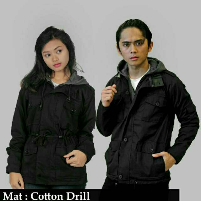 Jaket parka kanvas couple hitam
