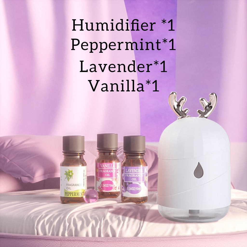 [endear]100% ORI cute Bear Humidifier 220ML Essential Oil Diffuser Aroma Terapi Pengharum Ruangan-White *1+OIL*3