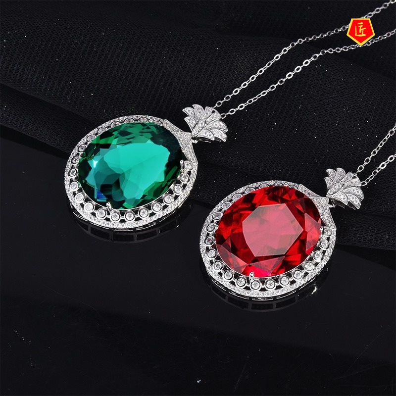 [Ready Stock]Luxury 18K Gold Emerald Pendant Simple Fashion