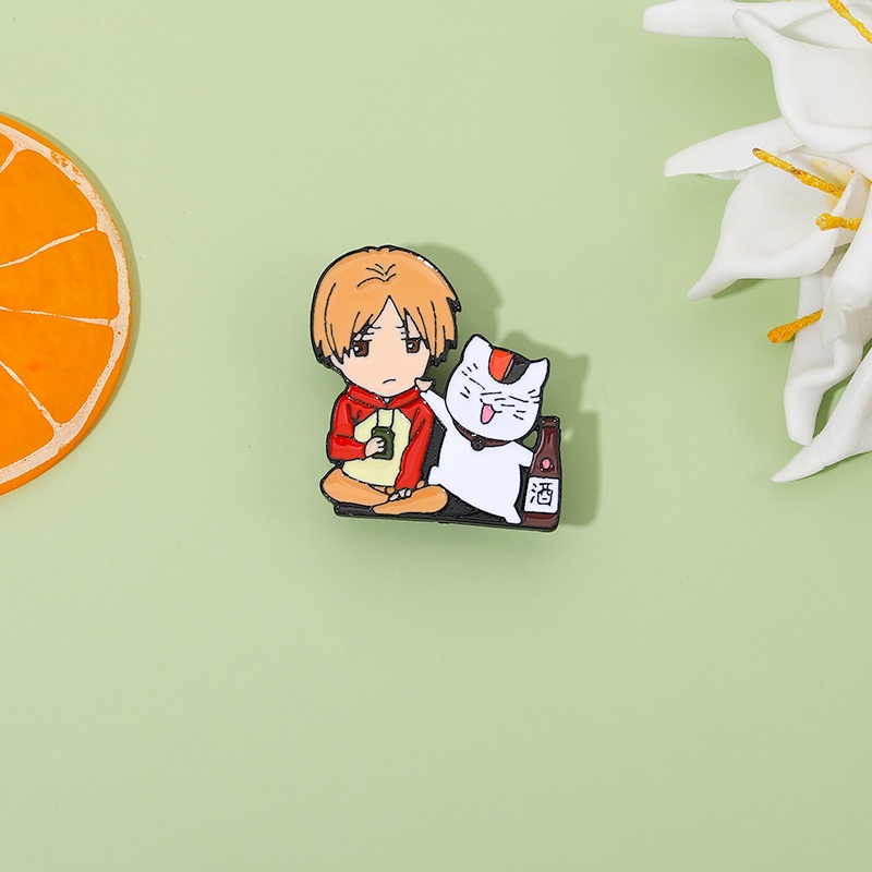 Bros Pin Desain Natsume and The Cat Untuk Aksesoris Pakaian