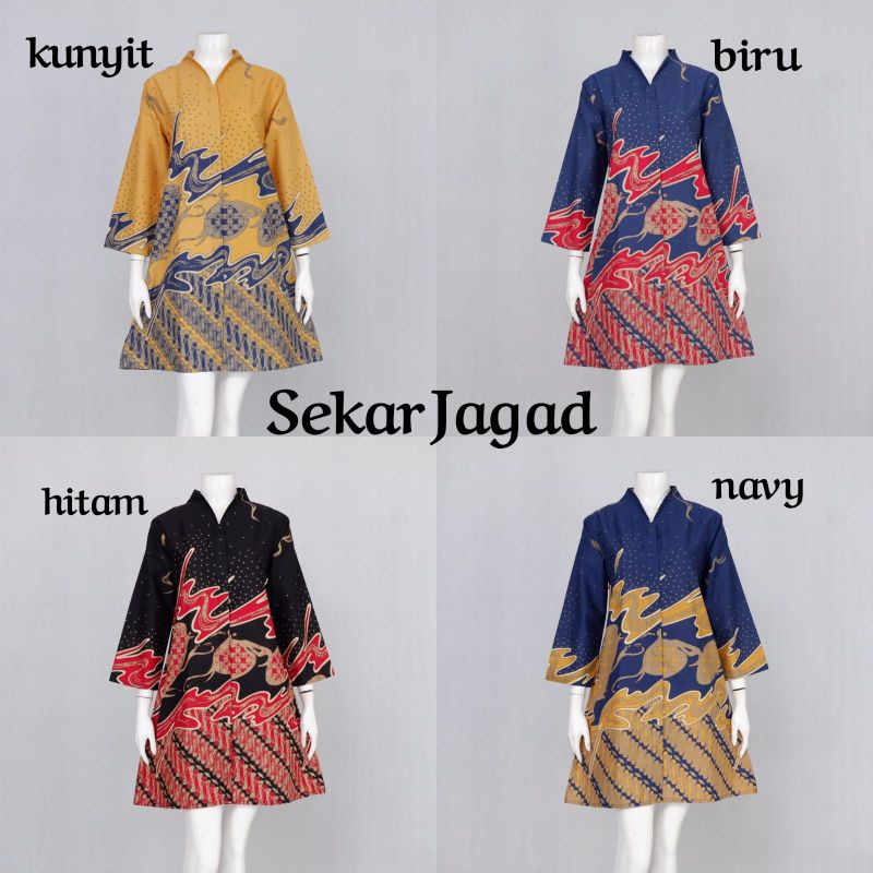 Tunik sekar jagad batik solo tunik batik dress batik atasan kerja natik wanita