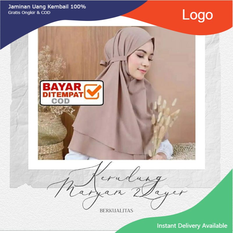 seroja Bergo Maryam 2 Layer / Jilbab Bergo Maryam 2 layer / Hijab Bergo Maryam 2 Layer mulia