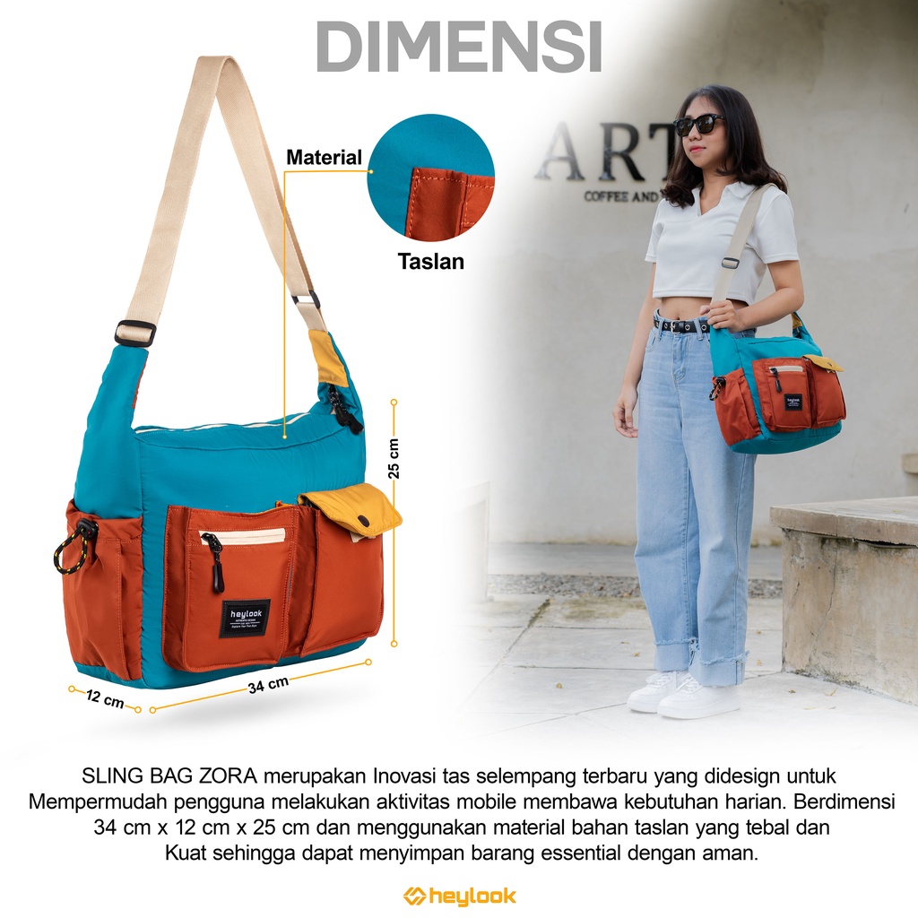 SLING BAG ZORA TAS SELEMPANG TAS BAHU WANITA PRIA KULIAH MULTIFUNGSI