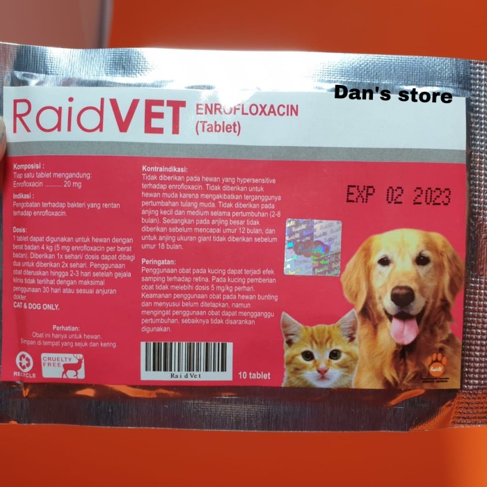RaidVET Enrofloxacin Tablet - Obat Antibiotik Hewan Kucing dan Anjing