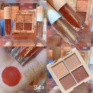 Kiss Beauty Jewelry Makeup Set Includes 3 Dishes Eyeshadow - Cream Lipgloss - Glitter Shiny