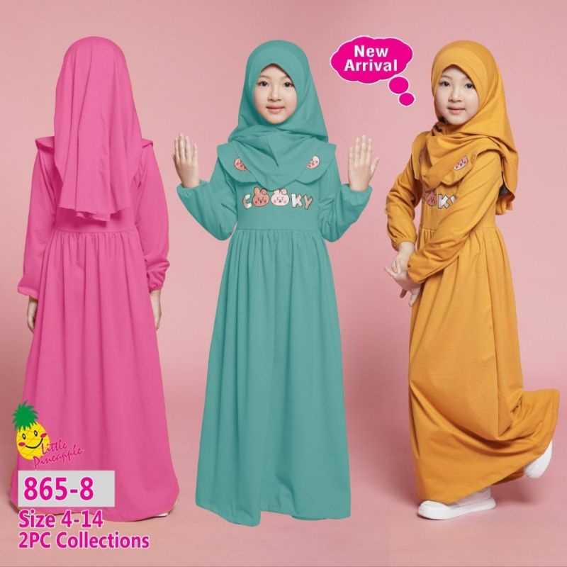 (LP. 865-8) LITTLE PINEAPPLE GAMIS BT21 + JILBAB Size : 4-9th