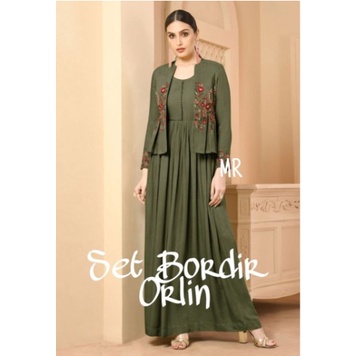 Set Baju Muslim Wanita Remaja Set Blazer Modern Terbaru 2022 Model Kekinian Trendy Aplikasi Bordir A