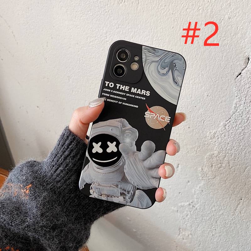 Fashion Space Astronaut Soft Case OPPO A71 Realme 5 5S 5i C3 C15 C12 Narzo 20 7i C17 8 Pro Black Casing Xiaomi Redmi Note 8 9 10 Pro