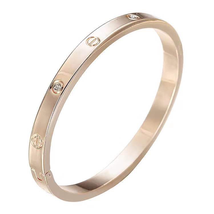 （COD）Gelang Tangan Titanium aksesoris Energi Magnetik Om Mani Padme Hum Untuk Wanita-#3 5-8 Rose Gold