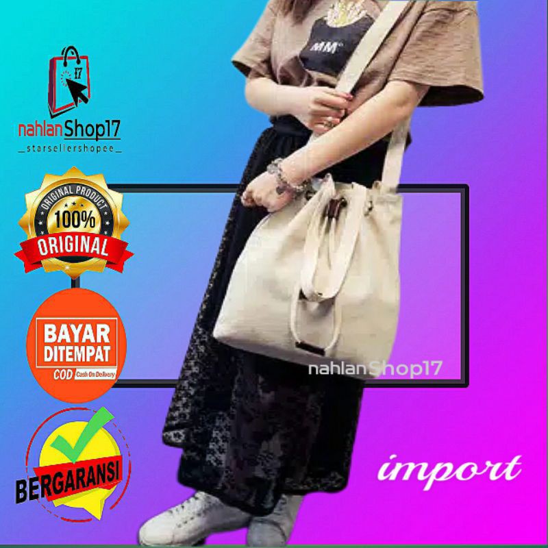 TAS SELEMPANG WANITA MODEL KOREA KANVAS CANVAS / TAS SLEMPANG WANITA SERUT MODEL KOREA LJY30